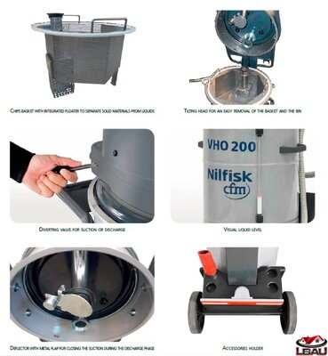 Nilfisk VHO200CB - Jednofázový dvojmotorový vysávač pre vysávanie olejov 4010400054