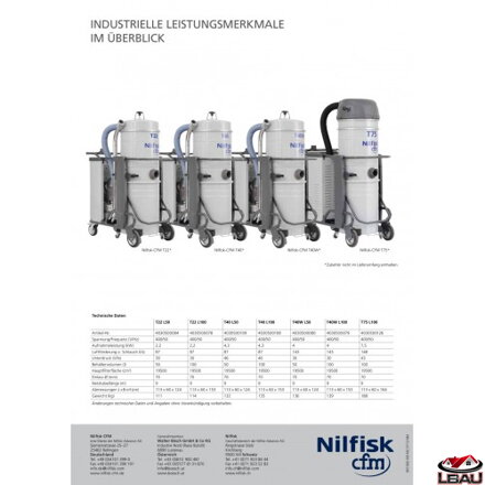 Nilfisk T75 L100 C 4030500233 - Priemyselný trojfázový vysávač